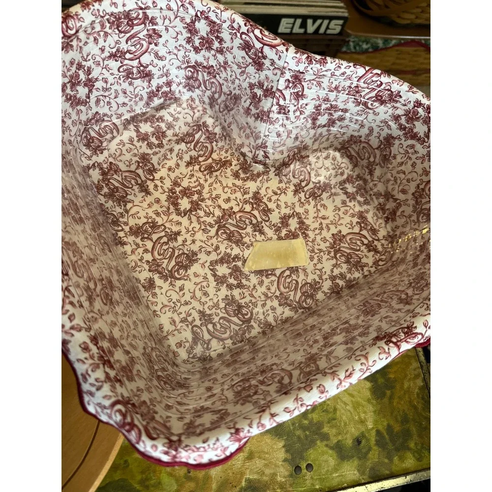 Longaberger Woodcrafts Heart Basket Set 3 Nesting Baskets Lids Toile Liners Red